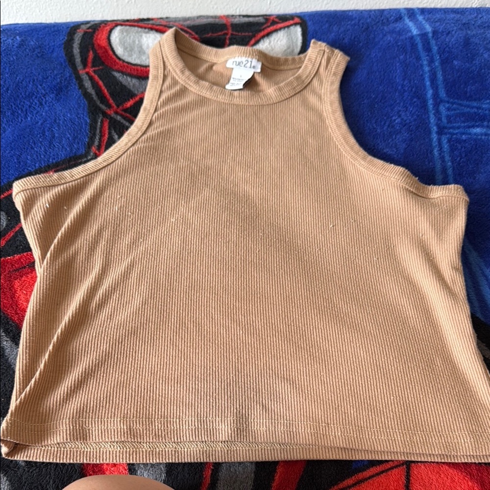 Tan Ribbed Tank Top